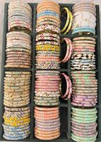 Juego de Brazaletes de Ágata Multicolor de Metal Vintage al por Mayor con Patrón de Mariposa, Joyería India Apilable con Engaste de Bisel, Budismo