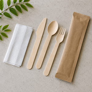 Ensemble de couverts en bois jetables, couteau, fourchette, cuillère, écologiques, biodégradables, recyclables, adaptés aux aliments, pour les voyages - Product Image 5