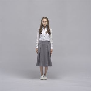 ODM Taiwan Manufacturer Women <b>Elastic</b> <b>Waist</b> Grey <b>Skirts</b> - Product Image 6