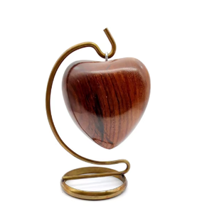 Handmade Rosewood Heart Shaped Pet <b>Urn</b> With Brass Stand For Pet Ashes - Product Image 3