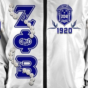 Zeta Phi Beta Satin Varsity Womens <b>Jacket</b> <b>Jacket</b> for <b>Men</b> Blue <b>White</b> Sorority Greek Apparel ZPB 1920 Embroidered Premium - Product Image 3