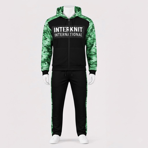 Conjunto Deportivo Interknit International para Hombre, Sudadera con Capucha y Pantalones de Camuflaje con Cierre Completo, Ropa Urbana para Otoño - Product Image 3