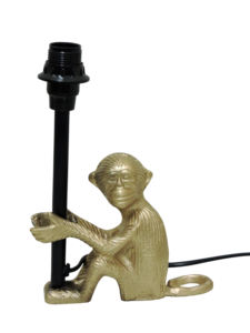 Base de lampe de table ou porte-bougie décoratif en forme de singe assis doré – Sculpture de statuette animale en laiton antique - Product Image 4