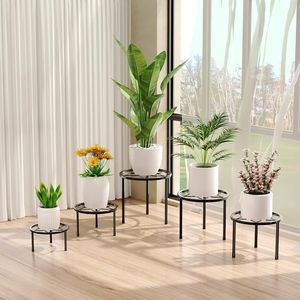 Ensemble de 5 supports de plantes en métal robustes, supports de pots de fleurs multiples, support rond noir pour paniers suspendus et accessoires - Product Image 5