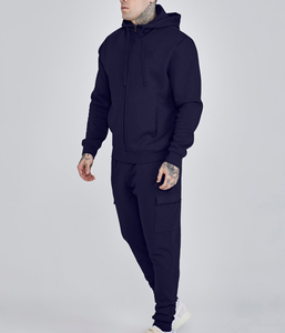 <b>Mens</b> Navy Blue <b>Zip</b> <b>Up</b> Hoodie With Embroidered Logo Regular Fit <b>Fleece</b> Sweatshirt Casual Autumn Wear - Product Image 4