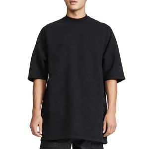 Camiseta de entrenamiento de hip-hop, ropa de calle de gran tamaño con cuello redondo y bolsillos delanteros, hombro caído, puntadas abiertas, de alta calidad, para gimnasio - Product Image 1