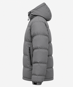 Premium <b>Grey</b> Hooded Puffer <b>Jacket</b> | <b>Waterproof</b> Down Filled Casual Winter Coat for Men - Product Image 4