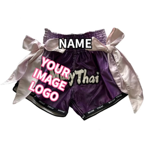 Pantalones Cortos de Muay Thai con Logotipo Personalizado al por Mayor, Pantalones Cortos de Boxeo Tailandés de Material Satinado Premium para Entrenamiento de Kickboxing y MMA - Product Image 5