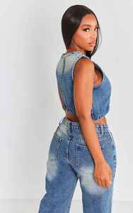 Tops de mezclilla de alta calidad para mujer, de manga larga, estilo cropped, con capucha, estilo urbano, nueva moda. - Product Image 5