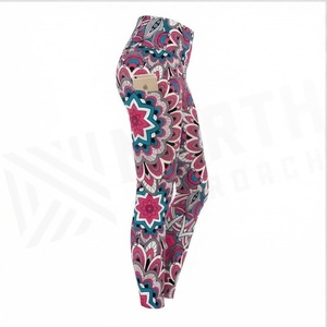 Leggings de yoga à taille haute et longueur intégrale, imprimé floral, extensibles dans quatre directions, en spandex et polyester, vêtements de sport pour femmes - Product Image 3