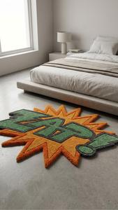 ZAP! de Estilo Cómico Único y Moderno Alfombra Antideslizante de Lana Hecha a Mano, Diseño Pop Art Colorido para Decoración de Dormitorio y Sala de Estar - Product Image 5