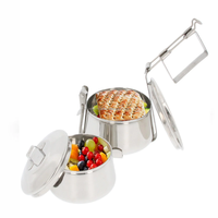 Boîte à bento traditionnelle en acier inoxydable à double étage, étanche, légère, capacité de 500 ml, style indien, pour le déjeuner scolaire, compatible lave-vaisselle