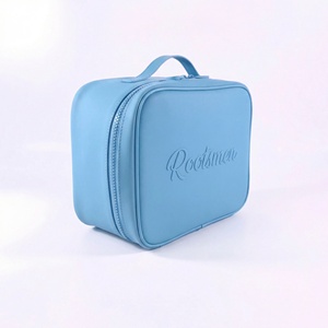 PVC Embossed Label Zipper Water Resistant Hanging Large Capacity Travel Fashion Cosmetic Bag with Custom Logo - Product Image 2