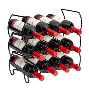 Porte-vin en fer sur pied, style moderne, avec étagères en fil métallique festonné, capacité de 3L, pour 12 bouteilles, idéal pour la cuisine - Product Image 6