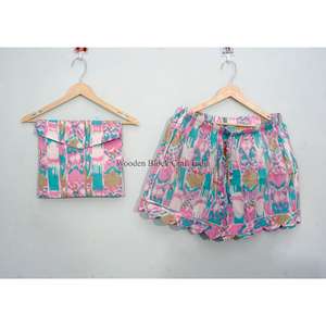 Nueva Llegada: Conjunto de Pijama Corto de Verano 100% Algodón con Estampado Simple a Mano, Suave, Ligero y Cómodo para Mujer - Product Image 6