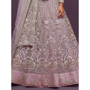 Atractivo Lehenga Choli de la marca Zeel Clothing, semicompuesto, color lila, bordado, de tela suave, para bodas. - Product Image 2