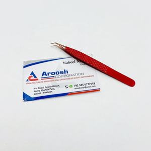 Pinces à épiler en fibre rose dorée à 45 degrés, acier inoxydable de haute qualité, poignée diamantée, extensions de cils, couleur rouge durable - Product Image 6