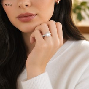 14k White <b>Gold</b> Plated Engagement <b>Ring</b> Elegant Moissanite Proposal Women's <b>Ring</b> Emerald Shape Diamond Wedding <b>Ring</b> - Product Image 4