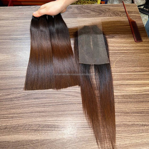 Extensiones de cabello virgen vietnamita con encaje frontal para pelucas de cabello humano, estilo liso y natural. - Product Image 4