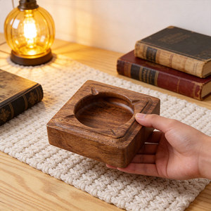 Cendrier de luxe en bois massif sans fumée, fait main, carré, classique, pour la maison et les restaurants, élégant support à cigarettes pour bureau/table basse - Product Image 2