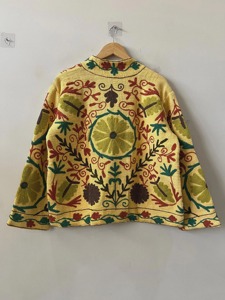 Bohemian Floral Embroidered Cotton <b>Poncho</b> V-Neck Full Sleeve Women's Outerwear Spring Casual Style - Product Image 1