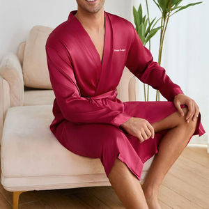 Robes de nuit décontractées pour hommes, respirantes, à séchage rapide, en satin, coupe ample, manches longues, 100 % soie, style sublimation – Grande Vente - Product Image 5