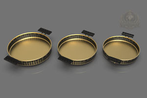 ถาดเสิร์ฟและจานตกแต่งสแตนเลสชุบทองขัดเงาแบบกำหนดเองได้ หรูหรา เป็นมิตรกับสิ่งแวดล้อม เหมาะเป็นของขวัญทางธุรกิจ - Product Image 5