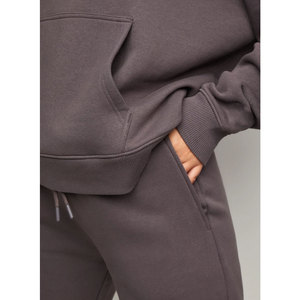 Solid Color Women Loose Pullover Hoodie And Trouser Set Private Logo Plain Street Fashion <b>Tracksuit</b> Set - Product Image 5