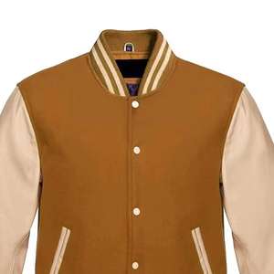 Blouson universitaire personnalisé élégant et chaud pour homme, en polaire polyester/coton, avec col montant, broderie et impression numérique, effet délavé uni - Product Image 3