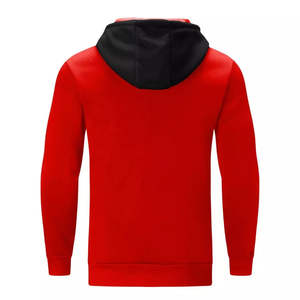 Sudadera con Capucha Roja para Hombre con Cierre Frontal y Bolsillos Tipo Canguro, con Capucha en Contraste Negro, Estilo Deportivo para Gimnasio - Product Image 4