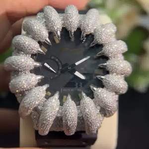 นาฬิกาข้อมือควอตซ์หรูหราประดับเพชรเต็มเรือน สีเงิน-ทอง ขนาด 40 มม. สาย 20 มม. สไตล์ฮิปฮอป แร็ปเปอร์ คุณภาพสูง สำหรับธุรกิจ 男女 - Product Image 2