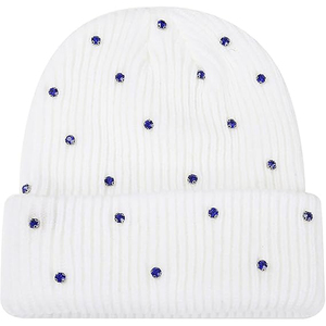 Wholesale Black Rhinestone Beanie Hat Rib Knit <b>Winter</b> <b>Cap</b> Soft Warm Unisex Custom Logo Stretch Skull <b>Cap</b> - Product Image 4