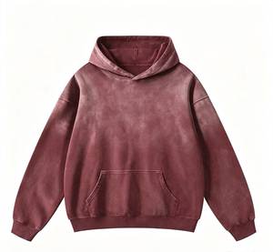 เสื้อฮู้ดโอเวอร์ไซส์ผู้ชาย สีพื้น ผ้าฟลีซ สวมใส่สบายๆ สำหรับฤดูใบไม้ร่วง ทรงปกติ มีกระเป๋า ดีไซน์ผ้าถัก ผ้าฝ้าย - Product Image 1