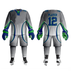 Conjunto de Jersey de Hockey sobre Hielo Personalizado para Hombre, Blanco y Azul, Manga Larga, Sublimado, Transpirable, Ajuste Atlético, para Adultos, Todas las Temporadas - Product Image 4