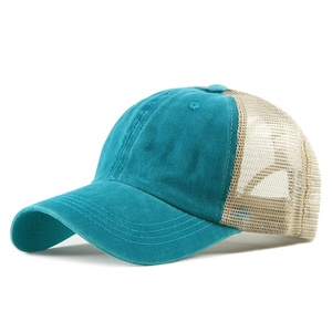Casquette en maille de coton lavé à 6 panneaux, respirante et tendance, avec logo personnalisé pour l'été - Product Image 4