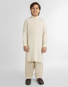<b>Boys</b> Traditional Cotton Kurta Set Cream Regular Fit Ankle Length India Pakistan Style All Seasons - Product Image 1