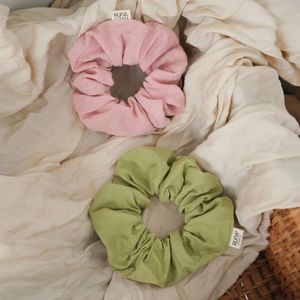 Brown Pinstripes Cotton Scrunchie Solid Color Soft Eco-Friendly Hair Accessories Casual Hair <b>Tie</b> - Product Image 5