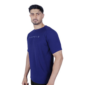 Camiseta de Manga Corta para Hombre Caprio, Azul, Tejida, 100% Algodón, con Logotipo en el Frente, Transpirable, de Secado Rápido, Corte Regular, Cuello Redondo, Informal - Product Image 2