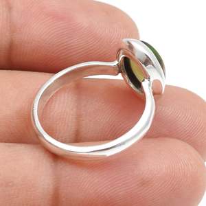 Unisex Design Aesthetic Minimalist Oval Cut Black Opal Gemstone <b>Ring</b> Crafted From 925 Sterling Silver IGI Certified <b>Boho</b> Jewelry - Product Image 5