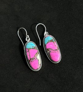 Pendientes Colgantes de Algodón de Azúcar Turquesa, Plata de Ley 925, Joyería Boho Hecha a Mano con Piedras Preciosas, Regalo para Mujer - Product Image 2