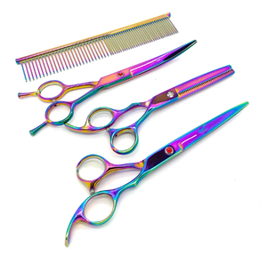 Kit de ciseaux à effiler de qualité supérieure couleur argent 6 pièces, magnifiques kits de barbier avec étui en cuir à fermeture éclair - Product Image 2