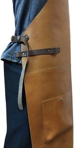 Tablier en cuir marron, tablier à poches avec sangle réglable, tablier sans manches pour chef, barista, tablier de restaurant - Product Image 2