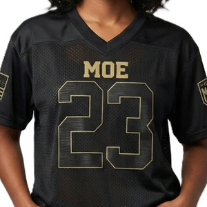 Unisex 3D Embroidery American Football Jersey Black Gold Custom Mesh Premium V Neck Athletic Streetwear OEM Quick Dry <b>T</b>-shirts - Product Image 2