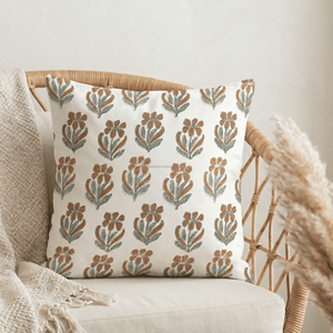 Housse de coussin luxueuse en coton faite à la main avec fermeture éclair, motifs ethniques imprimés au bloc, style Moghol, 20x20, provenant d'un grossiste indien - Product Image 2