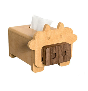 Organisateur de papier en bois de forme unique, boîte de rangement pour voiture, support de mouchoirs en papier, utilisation pour salon et cuisine - Product Image 1