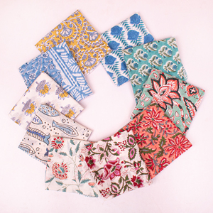 Wholesale Breathable Eco-Friendly Multifunctional Square Non-Woven Cotton Sanganeri Floral Block Print <b>Tie</b> <b>Back</b> Bandana Headband - Product Image 3