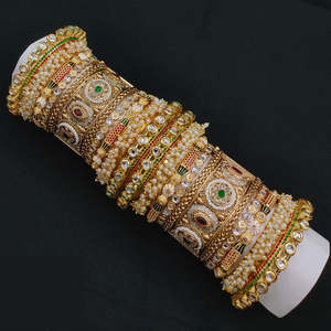 Elegant Kundan Meenakari and Pearl <b>Bangles</b> <b>Set</b> Designer Glam Finish Jewelry Perfect for Weddings and Party Wear - Product Image 1