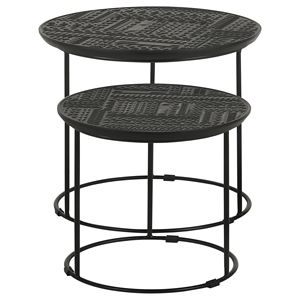 <b>Matte</b> Black 2-Piece Nesting <b>Table</b> for Living Room Elegant Furniture Set - Product Image 4