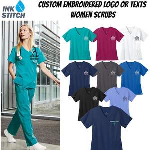 T-shirts de travail personnalisés pour femmes 2025 WW4560 à col en V, respirants, coupe ajustée, logo brodé, décor en diamant, multicolores B0BS7YWZBV - Product Image 6