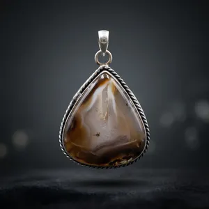 Pendentif en Agate Naturelle et Laiton Fait Main, Bijou en Pierre Précieuse pour la Fabrication de Colliers, Vente en Gros - Product Image 4